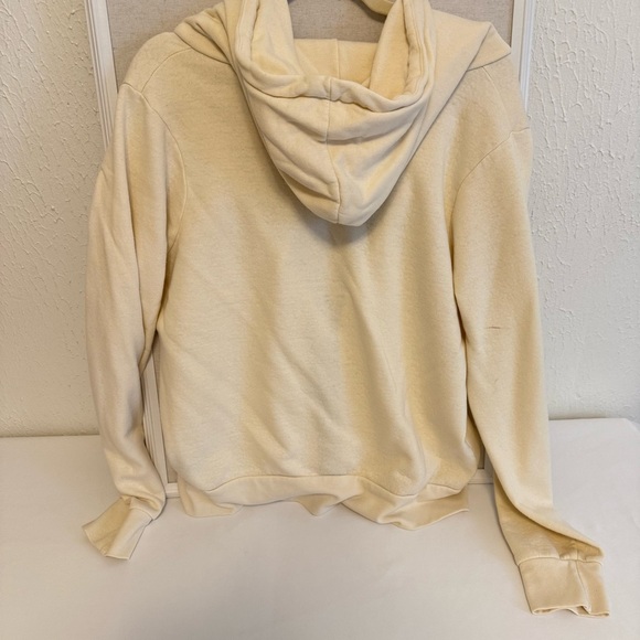Women's Cream Zip-Up Hoodie with Rainbow Stripes 5 stripe hoodie in vintage whit - Picture 9 of 9